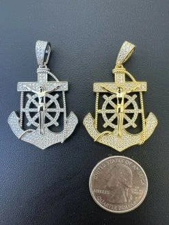 MOISSANITE Silver Gold Real Iced Jesus Anchor Crucifix Pendant Pass Diamond Test 21 MOISSANITE Silver Gold Real Iced Jesus Anchor Crucifix Pendant Pass Diamond Test -Harlem Bling Shop hip hop moissanite silver gold real iced jesus anchor crucifix pendant pass diamond test 73766.1664358598