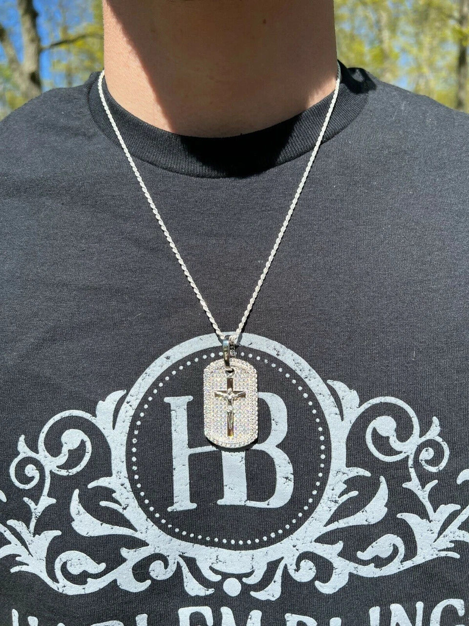 MOISSANITE Silver Gold Real Iced Jesus & Cross Dog Tag Pendant Pass Diamond Test 9 MOISSANITE Silver Gold Real Iced Jesus & Cross Dog Tag Pendant Pass Diamond Test - Image 7