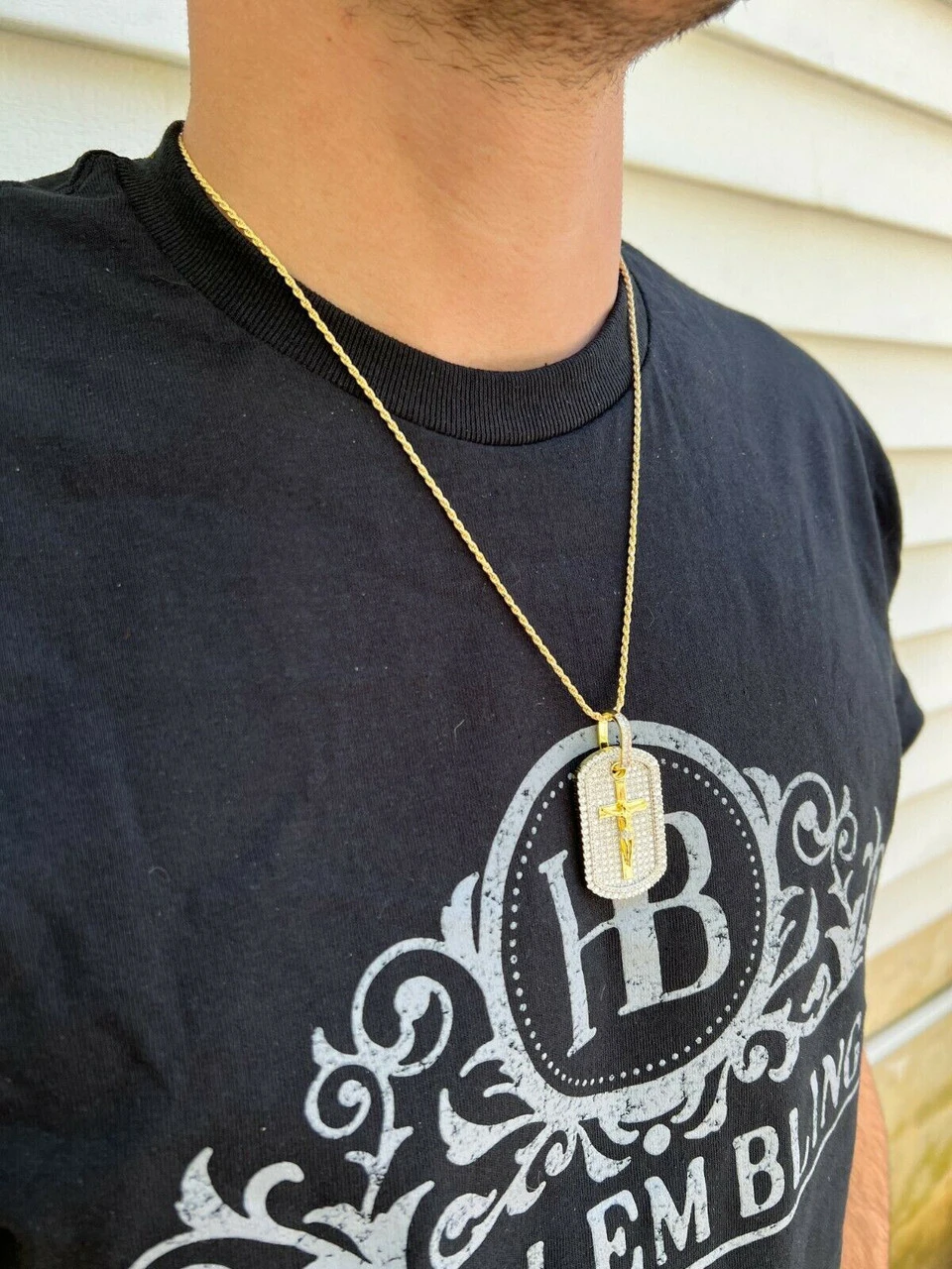 MOISSANITE Silver Gold Real Iced Jesus & Cross Dog Tag Pendant Pass Diamond Test 6 MOISSANITE Silver Gold Real Iced Jesus & Cross Dog Tag Pendant Pass Diamond Test - Image 4