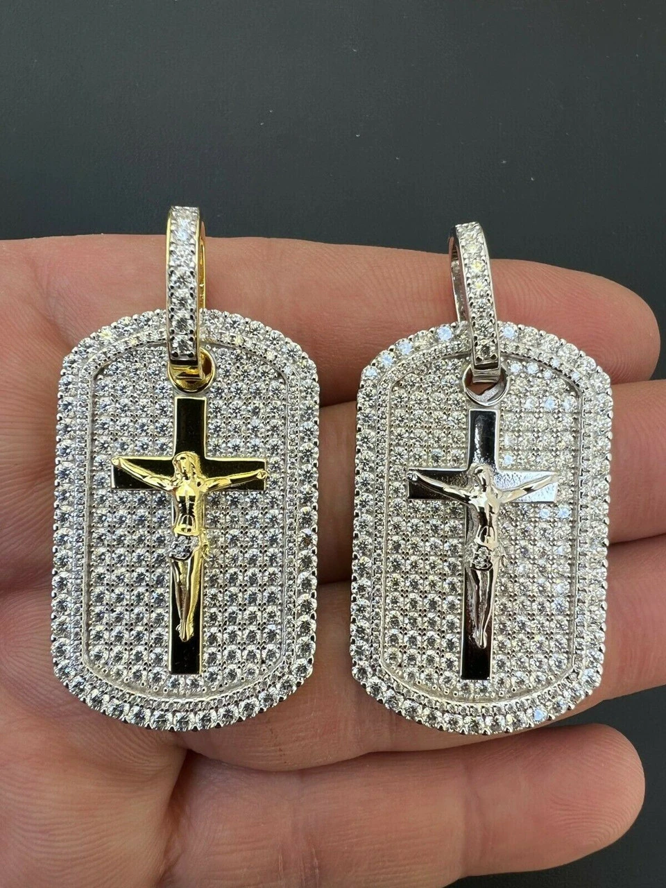MOISSANITE Silver Gold Real Iced Jesus & Cross Dog Tag Pendant Pass Diamond Test 13 MOISSANITE Silver Gold Real Iced Jesus & Cross Dog Tag Pendant Pass Diamond Test - Image 11