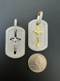 MOISSANITE Silver Gold Real Iced Jesus & Cross Dog Tag Pendant Pass Diamond Test 21 MOISSANITE Silver Gold Real Iced Jesus & Cross Dog Tag Pendant Pass Diamond Test -Harlem Bling Shop hip hop moissanite silver gold real iced jesus and cross dog tag pendant pass diamond test 33534.1664362606