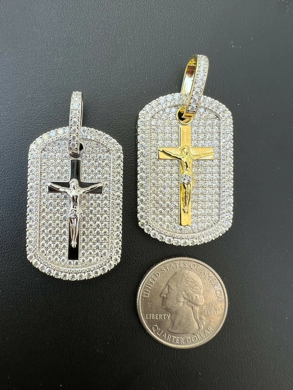 MOISSANITE Silver Gold Real Iced Jesus & Cross Dog Tag Pendant Pass Diamond Test 10 MOISSANITE Silver Gold Real Iced Jesus & Cross Dog Tag Pendant Pass Diamond Test - Image 8