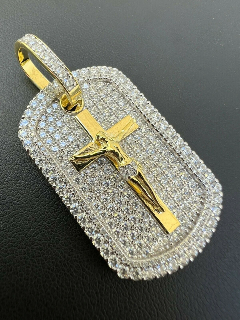 MOISSANITE Silver Gold Real Iced Jesus & Cross Dog Tag Pendant Pass Diamond Test 11 MOISSANITE Silver Gold Real Iced Jesus & Cross Dog Tag Pendant Pass Diamond Test - Image 9