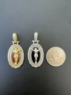 MOISSANITE Silver Gold Real Iced Jesus Oval Medallion Pendant Pass Diamond Test 20 MOISSANITE Silver Gold Real Iced Jesus Oval Medallion Pendant Pass Diamond Test -Harlem Bling Shop hip hop moissanite silver gold real iced jesus oval medallion pendant pass diamond test 63912.1664356713