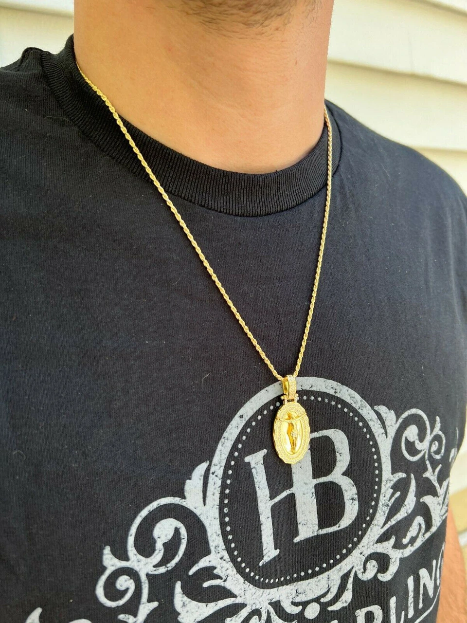 MOISSANITE Silver Gold Real Iced Jesus Oval Medallion Pendant Pass Diamond Test 4 MOISSANITE Silver Gold Real Iced Jesus Oval Medallion Pendant Pass Diamond Test - Image 2