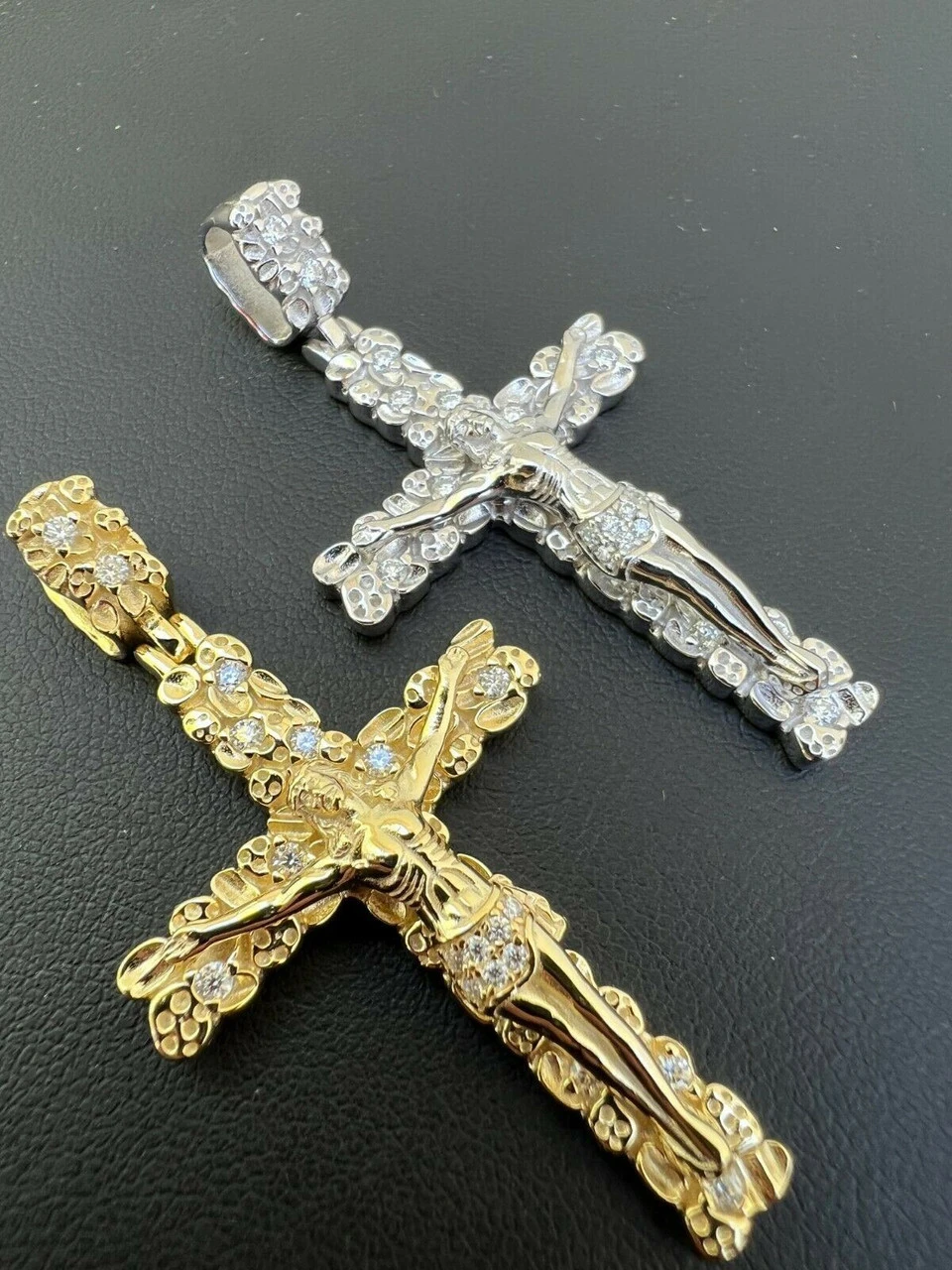 MOISSANITE Silver Gold Real Iced Nugget Jesus On Cross Pendant Pass Diamond Test 5 MOISSANITE Silver Gold Real Iced Nugget Jesus On Cross Pendant Pass Diamond Test - Image 3