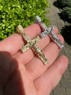 MOISSANITE Silver Gold Real Iced Nugget Jesus On Cross Pendant Pass Diamond Test 21 MOISSANITE Silver Gold Real Iced Nugget Jesus On Cross Pendant Pass Diamond Test -Harlem Bling Shop hip hop moissanite silver gold real iced nugget jesus on cross pendant pass diamond test 57913.1664356247