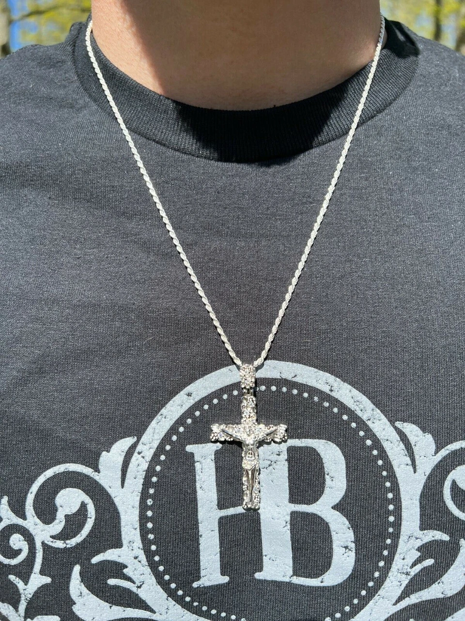 MOISSANITE Silver Gold Real Iced Nugget Jesus On Cross Pendant Pass Diamond Test 7 MOISSANITE Silver Gold Real Iced Nugget Jesus On Cross Pendant Pass Diamond Test - Image 5