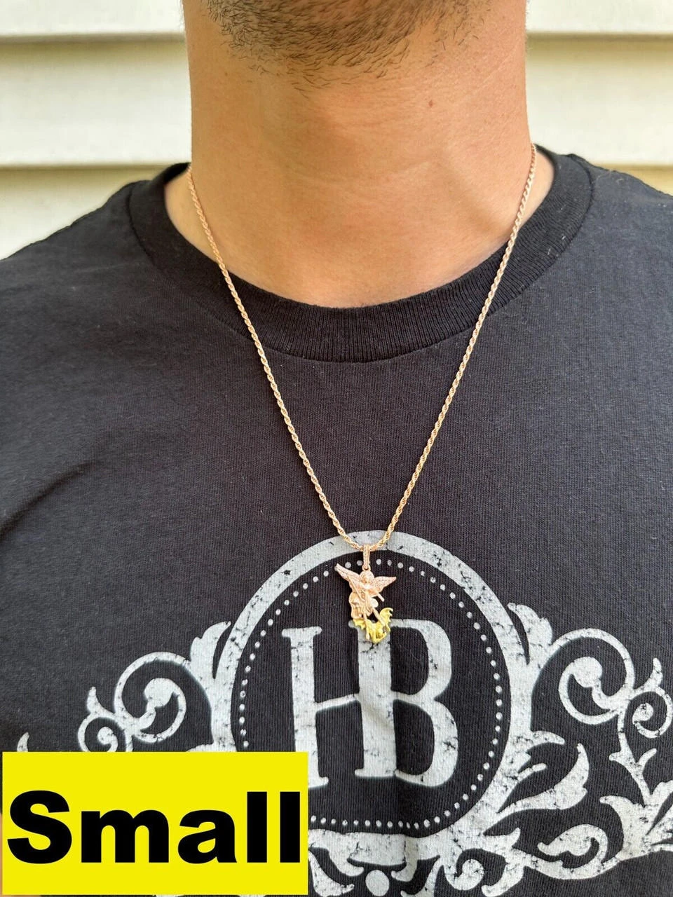 MOISSANITE St Michael & Dragon Pendant 925 Silver - Rose & Yellow Gold Necklace 13 MOISSANITE St Michael & Dragon Pendant 925 Silver - Rose & Yellow Gold Necklace - Image 11