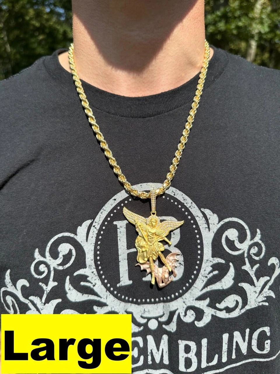 MOISSANITE St Michael & Dragon Pendant 925 Silver - Yellow & Rose Gold Iced Out 12 MOISSANITE St Michael & Dragon Pendant 925 Silver - Yellow & Rose Gold Iced Out - Image 10