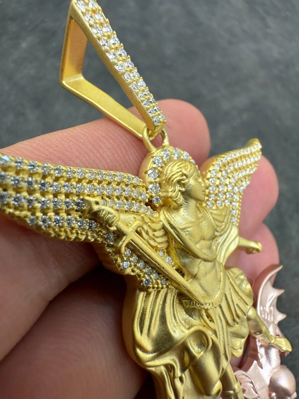 MOISSANITE St Michael & Dragon Pendant 925 Silver - Yellow & Rose Gold Iced Out 18 MOISSANITE St Michael & Dragon Pendant 925 Silver - Yellow & Rose Gold Iced Out - Image 16