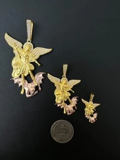 MOISSANITE St Michael & Dragon Pendant 925 Silver - Yellow & Rose Gold Iced Out 34 MOISSANITE St Michael & Dragon Pendant 925 Silver - Yellow & Rose Gold Iced Out -Harlem Bling Shop hip hop moissanite st michael and dragon pendant 925 silver yellow and rose gold iced out 23087.1694049321