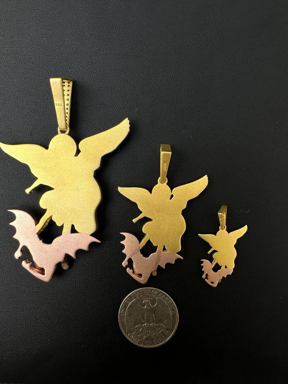 MOISSANITE St Michael & Dragon Pendant 925 Silver - Yellow & Rose Gold Iced Out 16 MOISSANITE St Michael & Dragon Pendant 925 Silver - Yellow & Rose Gold Iced Out - Image 14