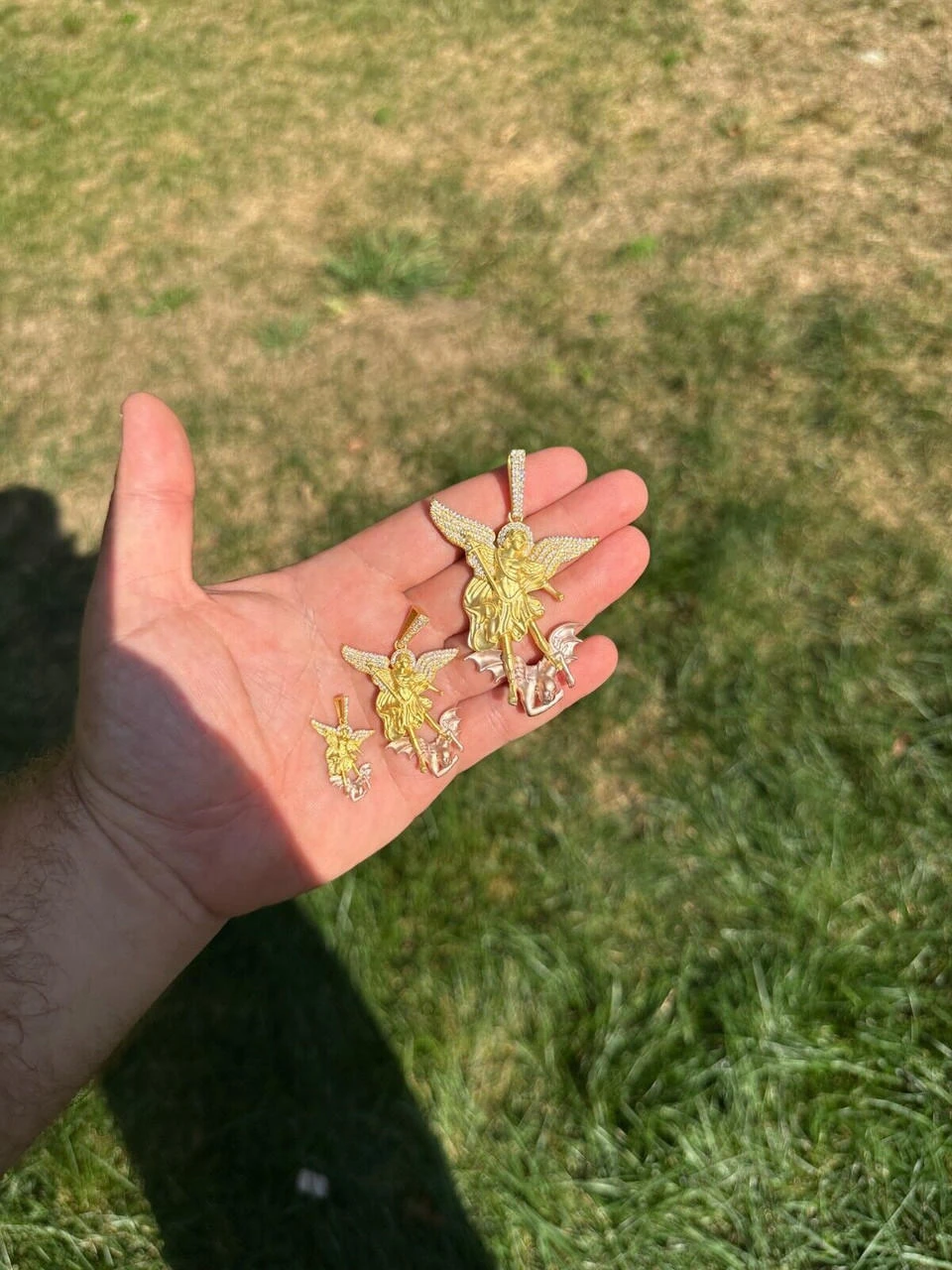 MOISSANITE St Michael & Dragon Pendant 925 Silver - Yellow & Rose Gold Iced Out 8 MOISSANITE St Michael & Dragon Pendant 925 Silver - Yellow & Rose Gold Iced Out - Image 6