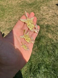 MOISSANITE St Michael & Dragon Pendant 925 Silver - Yellow & Rose Gold Iced Out 39 MOISSANITE St Michael & Dragon Pendant 925 Silver - Yellow & Rose Gold Iced Out -Harlem Bling Shop hip hop moissanite st michael and dragon pendant 925 silver yellow and rose gold iced out 84978.1694049367