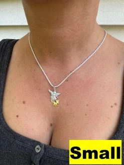 MOISSANITE St Michael Slaying Dragon Pendant 925 Silver & 14k Gold Necklace Iced 32 MOISSANITE St Michael Slaying Dragon Pendant 925 Silver & 14k Gold Necklace Iced -Harlem Bling Shop hip hop moissanite st michael slaying dragon pendant 925 silver and 14k gold necklace iced 03131.1692579054