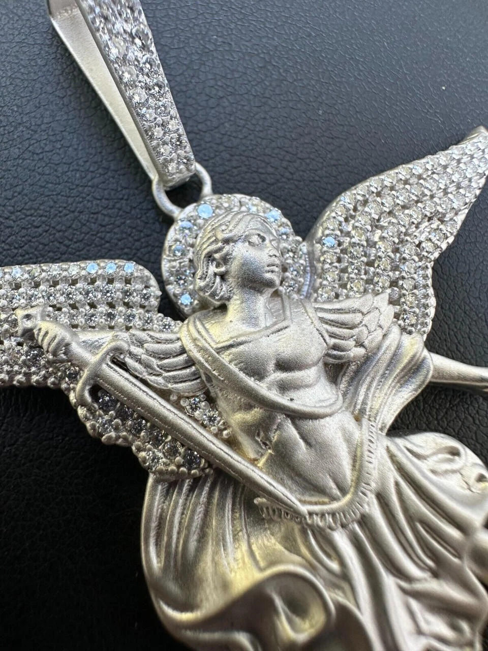 MOISSANITE St Michael Slaying Dragon Pendant 925 Silver & 14k Gold Necklace Iced 17 MOISSANITE St Michael Slaying Dragon Pendant 925 Silver & 14k Gold Necklace Iced - Image 15