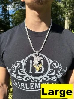 MOISSANITE St Michael Slaying Dragon Pendant 925 Silver & 14k Gold Necklace Iced 27 MOISSANITE St Michael Slaying Dragon Pendant 925 Silver & 14k Gold Necklace Iced -Harlem Bling Shop hip hop moissanite st michael slaying dragon pendant 925 silver and 14k gold necklace iced 69467.1692579064