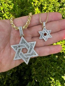 Moissanite Star Of David Pendant Iced Necklace Silver 14k Gold Plated 925 Silver 41 Moissanite Star Of David Pendant Iced Necklace Silver 14k Gold Plated 925 Silver -Harlem Bling Shop hip hop moissanite star of david pendant iced necklace silver 14k gold plated 925 silver 08461.1694049552