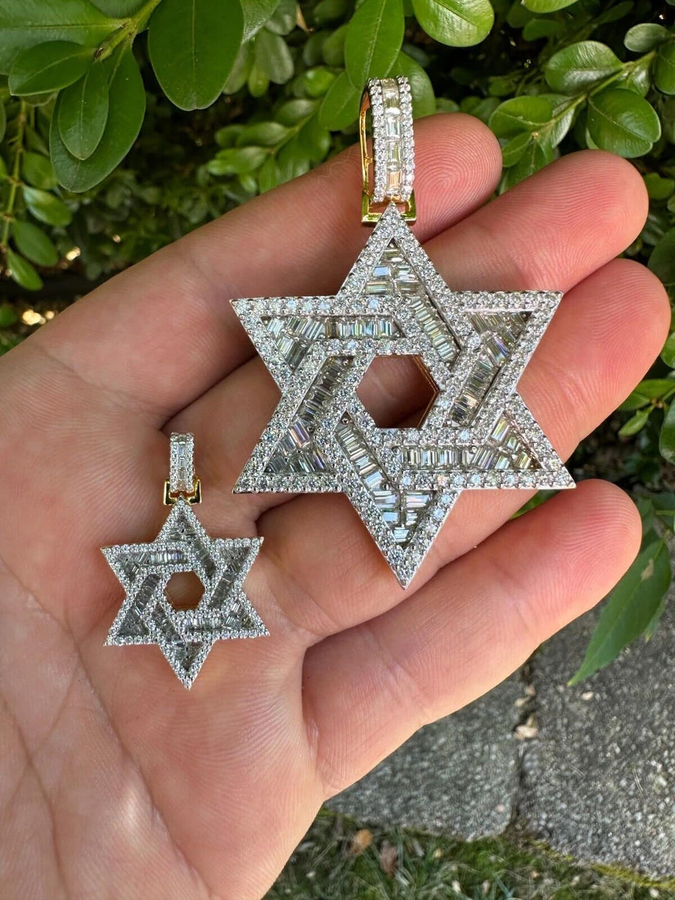 Moissanite Star Of David Pendant Iced Necklace Silver 14k Gold Plated 925 Silver 5 Moissanite Star Of David Pendant Iced Necklace Silver 14k Gold Plated 925 Silver - Image 3