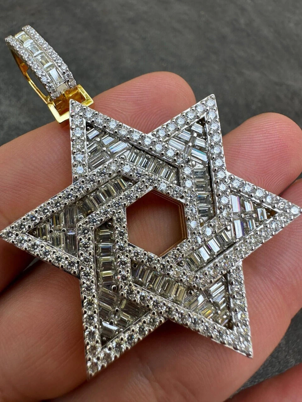 Moissanite Star Of David Pendant Iced Necklace Silver 14k Gold Plated 925 Silver 11 Moissanite Star Of David Pendant Iced Necklace Silver 14k Gold Plated 925 Silver - Image 9