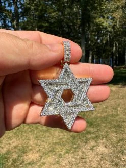 Moissanite Star Of David Pendant Iced Necklace Silver 14k Gold Plated 925 Silver 37 Moissanite Star Of David Pendant Iced Necklace Silver 14k Gold Plated 925 Silver -Harlem Bling Shop hip hop moissanite star of david pendant iced necklace silver 14k gold plated 925 silver 43287.1694049525