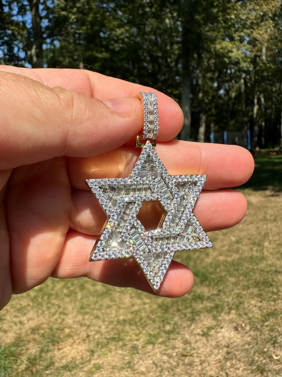 Moissanite Star Of David Pendant Iced Necklace Silver 14k Gold Plated 925 Silver 18 Moissanite Star Of David Pendant Iced Necklace Silver 14k Gold Plated 925 Silver - Image 16