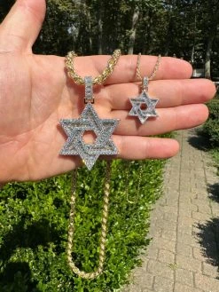 Moissanite Star Of David Pendant Iced Necklace Silver 14k Gold Plated 925 Silver 40 Moissanite Star Of David Pendant Iced Necklace Silver 14k Gold Plated 925 Silver -Harlem Bling Shop hip hop moissanite star of david pendant iced necklace silver 14k gold plated 925 silver 73379.1694049308