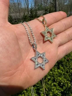 Moissanite Star Of David Pendant Iced Pass Diamond Tester Necklace Silver Gold 19 Moissanite Star Of David Pendant Iced Pass Diamond Tester Necklace Silver Gold -Harlem Bling Shop hip hop moissanite star of david pendant iced pass diamond tester necklace silver gold 30998.1664362785