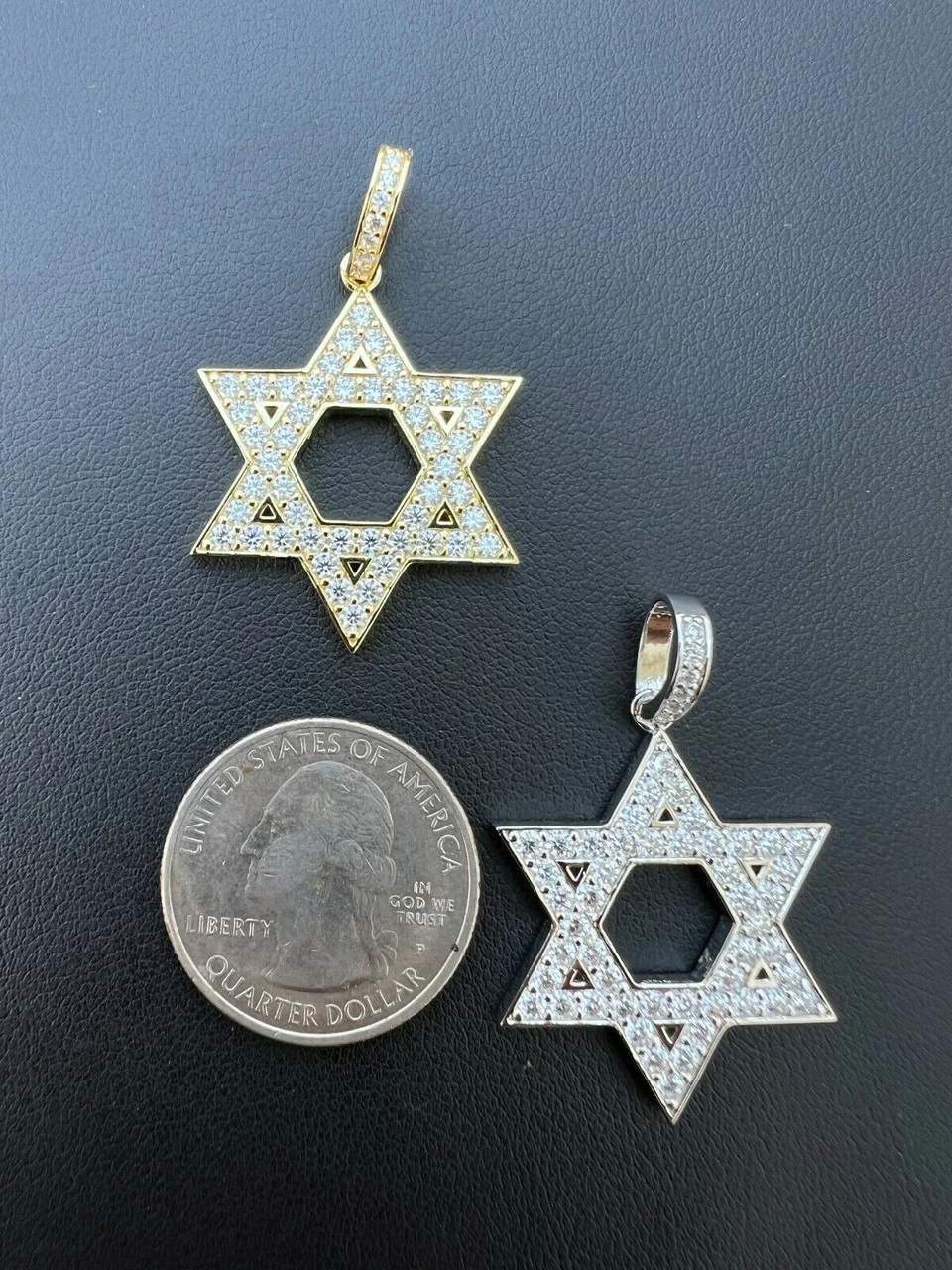 Moissanite Star Of David Pendant Iced Pass Diamond Tester Necklace Silver Gold 11 Moissanite Star Of David Pendant Iced Pass Diamond Tester Necklace Silver Gold - Image 9