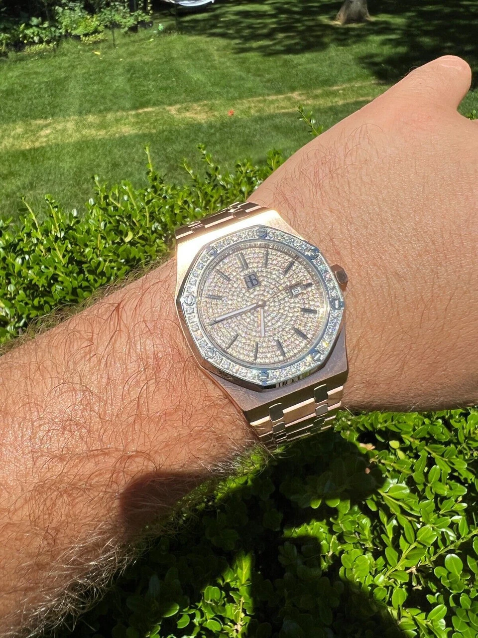 MOISSANITE Watch Iced Automatic Skeleton Back Rose Gold & Stainless Steel 44mm 4 MOISSANITE Watch Iced Automatic Skeleton Back Rose Gold & Stainless Steel 44mm - Image 2