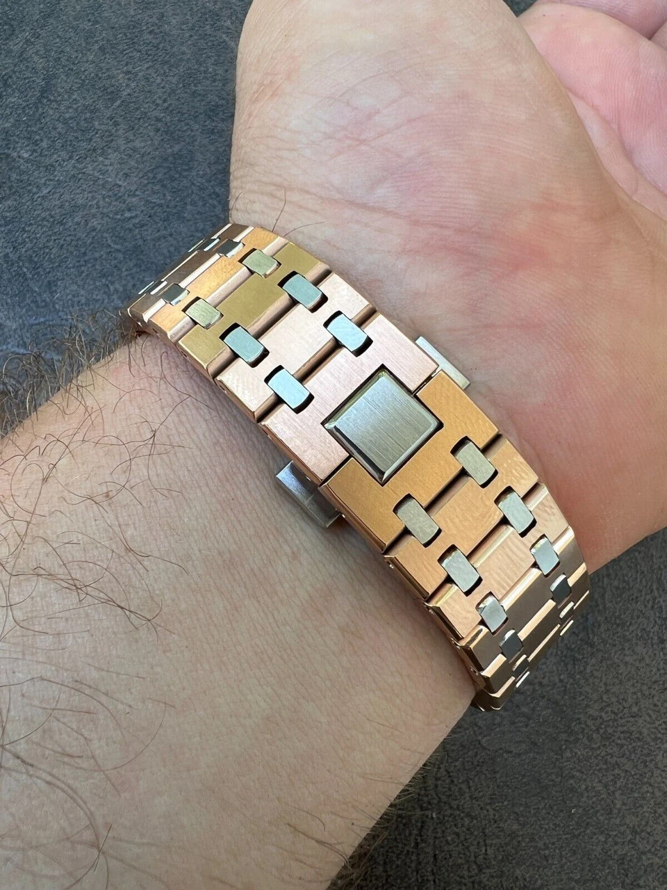 MOISSANITE Watch Iced Automatic Skeleton Back Rose Gold & Stainless Steel 44mm 9 MOISSANITE Watch Iced Automatic Skeleton Back Rose Gold & Stainless Steel 44mm - Image 7