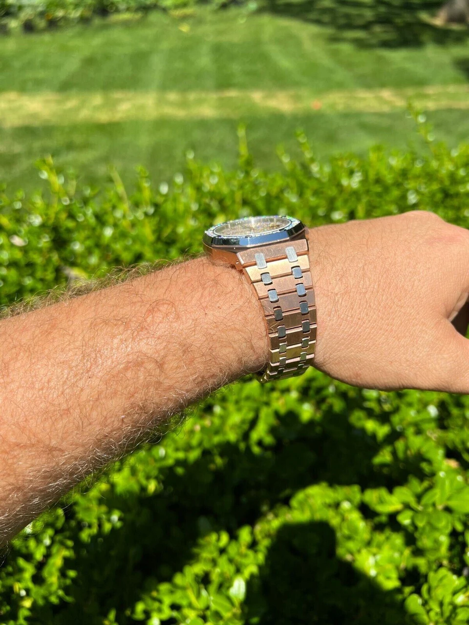 MOISSANITE Watch Iced Automatic Skeleton Back Rose Gold & Stainless Steel 44mm 14 MOISSANITE Watch Iced Automatic Skeleton Back Rose Gold & Stainless Steel 44mm - Image 12