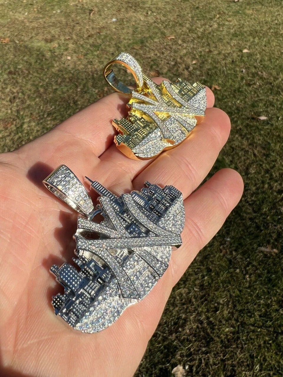 Hip Hop New York NYC Skyline Pendant Iced Diamond Real 925 Silver Gold Necklace 8 Hip Hop New York NYC Skyline Pendant Iced Diamond Real 925 Silver Gold Necklace - Image 6