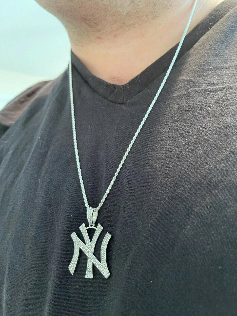 Hip Hop New York Pendant - Iced Diamond Real 925 Silver Gold Necklace 5 Hip Hop New York Pendant - Iced Diamond Real 925 Silver Gold Necklace - Image 3