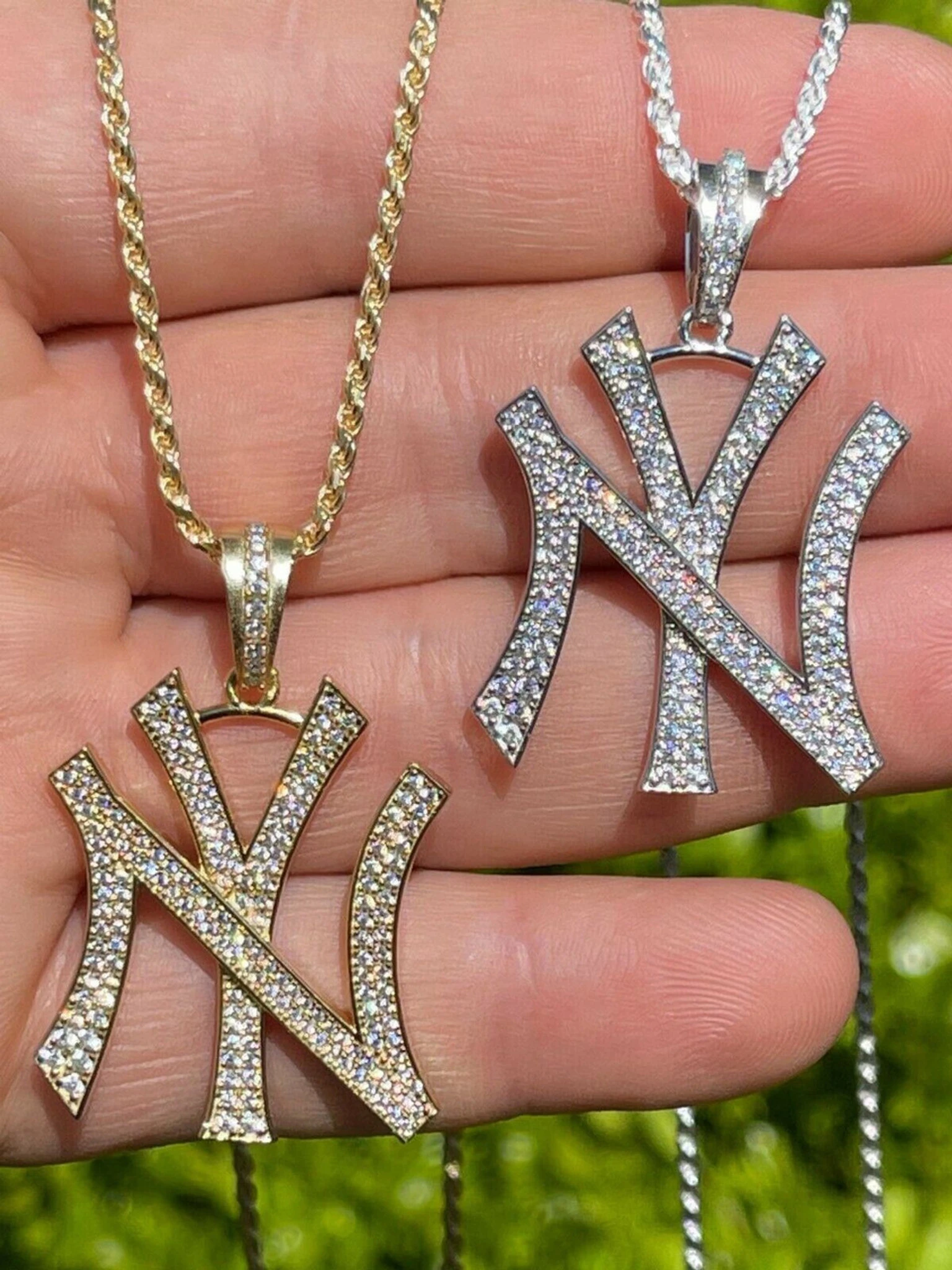 Hip Hop New York Pendant - Iced Diamond Real 925 Silver Gold Necklace 3 Hip Hop New York Pendant - Iced Diamond Real 925 Silver Gold Necklace