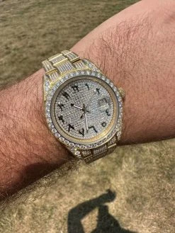No Logo 16ct MOISSANITE Mens Gold Presidential Watch Honeycomb Iced Arabic Dial 41 No Logo 16ct MOISSANITE Mens Gold Presidential Watch Honeycomb Iced Arabic Dial -Harlem Bling Shop hip hop no logo 16ct moissanite mens gold presidential watch honeycomb iced arabic dial 13645.1689291134