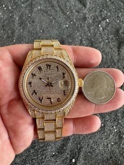 No Logo 16ct MOISSANITE Mens Gold Presidential Watch Honeycomb Iced Arabic Dial 29 No Logo 16ct MOISSANITE Mens Gold Presidential Watch Honeycomb Iced Arabic Dial -Harlem Bling Shop hip hop no logo 16ct moissanite mens gold presidential watch honeycomb iced arabic dial 34870.1689290998