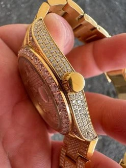 No Logo 16ct MOISSANITE Mens Gold Presidential Watch Honeycomb Iced Arabic Dial 38 No Logo 16ct MOISSANITE Mens Gold Presidential Watch Honeycomb Iced Arabic Dial -Harlem Bling Shop hip hop no logo 16ct moissanite mens gold presidential watch honeycomb iced arabic dial 64321.1689291308