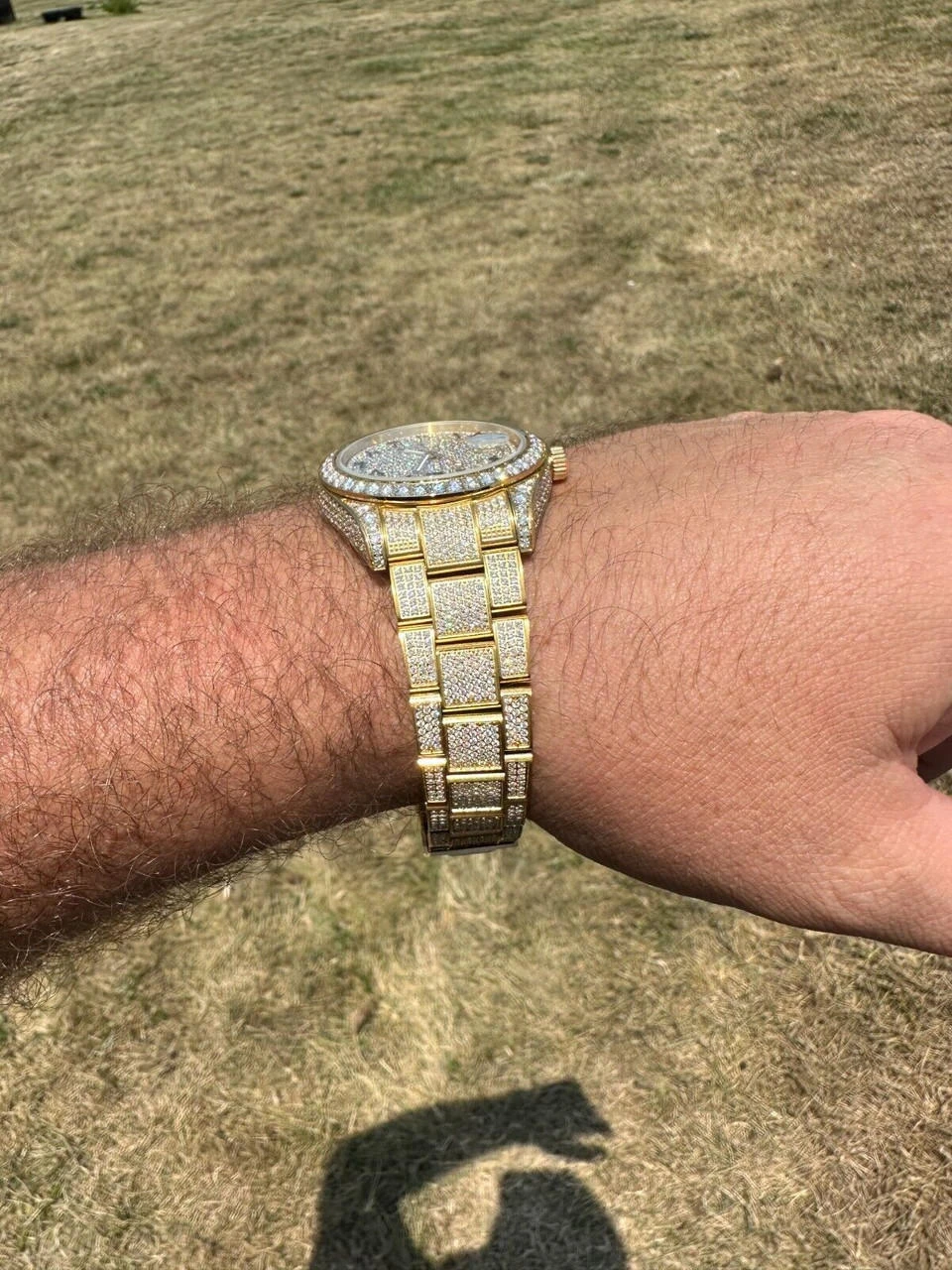 No Logo 16ct MOISSANITE Mens Gold Presidential Watch Honeycomb Iced Arabic Dial 9 No Logo 16ct MOISSANITE Mens Gold Presidential Watch Honeycomb Iced Arabic Dial - Image 7