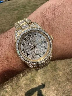 No Logo 16ct MOISSANITE Mens Gold Presidential Watch Honeycomb Iced Arabic Dial 32 No Logo 16ct MOISSANITE Mens Gold Presidential Watch Honeycomb Iced Arabic Dial -Harlem Bling Shop hip hop no logo 16ct moissanite mens gold presidential watch honeycomb iced arabic dial 99532.1689291226