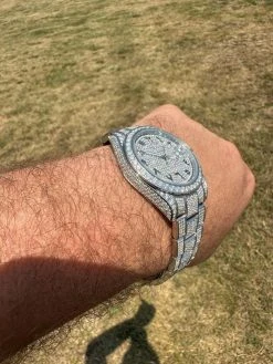 No Logo 16ct MOISSANITE Mens Presidential Watch Honeycomb Set Iced Arabic Dial 32 No Logo 16ct MOISSANITE Mens Presidential Watch Honeycomb Set Iced Arabic Dial -Harlem Bling Shop hip hop no logo 16ct moissanite mens presidential watch honeycomb set iced arabic dial 32630.1689291351