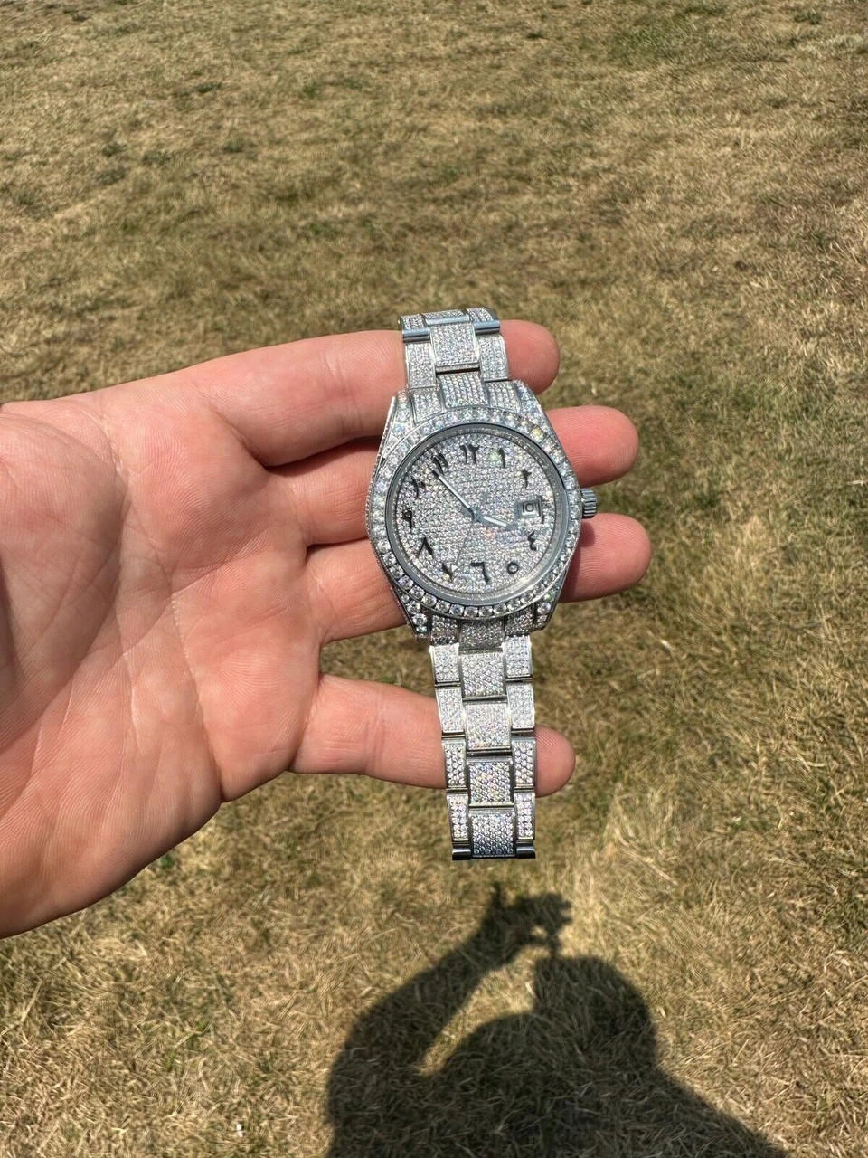 No Logo 16ct MOISSANITE Mens Presidential Watch Honeycomb Set Iced Arabic Dial 8 No Logo 16ct MOISSANITE Mens Presidential Watch Honeycomb Set Iced Arabic Dial - Image 6