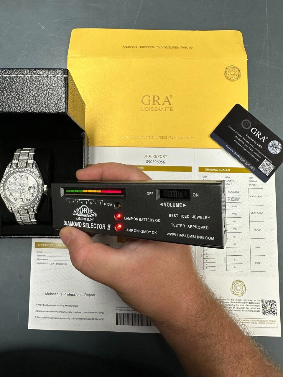 No Logo 16ct MOISSANITE Mens Presidential Watch Honeycomb Set Iced Arabic Dial 7 No Logo 16ct MOISSANITE Mens Presidential Watch Honeycomb Set Iced Arabic Dial - Image 5