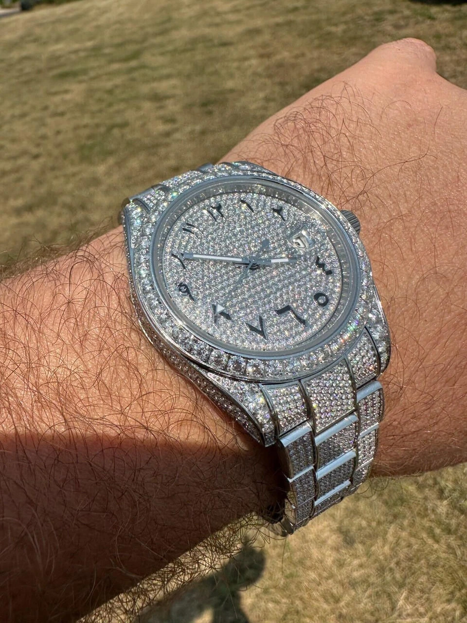 No Logo 16ct MOISSANITE Mens Presidential Watch Honeycomb Set Iced Arabic Dial 18 No Logo 16ct MOISSANITE Mens Presidential Watch Honeycomb Set Iced Arabic Dial - Image 16