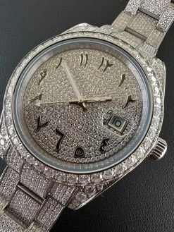 No Logo 16ct MOISSANITE Mens Presidential Watch Honeycomb Set Iced Arabic Dial 25 No Logo 16ct MOISSANITE Mens Presidential Watch Honeycomb Set Iced Arabic Dial -Harlem Bling Shop hip hop no logo 16ct moissanite mens presidential watch honeycomb set iced arabic dial 95995.1689291130