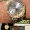 Real 13.3ct MOISSANITE Automatic Presidential Watch Gold Iced Hip Hop Pearl Face -Harlem Bling Shop hip hop real 13.3ct moissanite automatic presidential watch gold iced hip hop pearl face 58029.1664302687