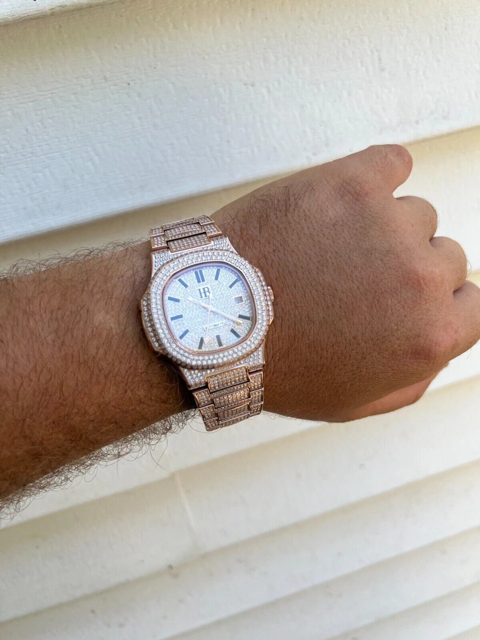 Real 14ct MOISSANITE Mens Watch Iced Stainless 14k Rose Gold Pass Diamond Test 8 Real 14ct MOISSANITE Mens Watch Iced Stainless 14k Rose Gold Pass Diamond Test - Image 6