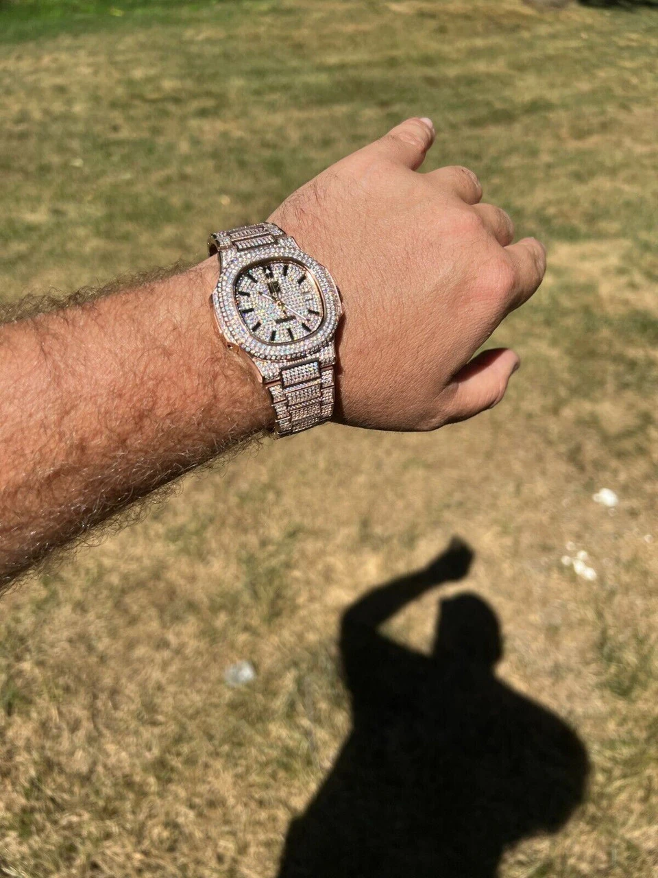 Real 14ct MOISSANITE Mens Watch Iced Stainless 14k Rose Gold Pass Diamond Test 9 Real 14ct MOISSANITE Mens Watch Iced Stainless 14k Rose Gold Pass Diamond Test - Image 7