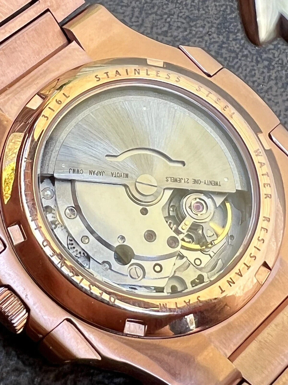 Real 14ct MOISSANITE Mens Watch Iced Stainless 14k Rose Gold Pass Diamond Test 4 Real 14ct MOISSANITE Mens Watch Iced Stainless 14k Rose Gold Pass Diamond Test - Image 2